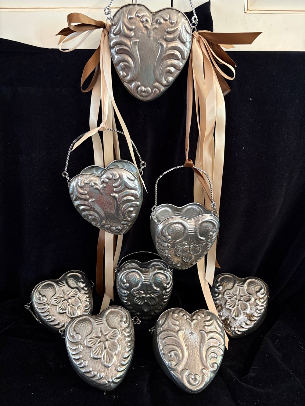 Silver Heart Embossed Hanging or Holding Bridal Isle Markers Bridesmaids